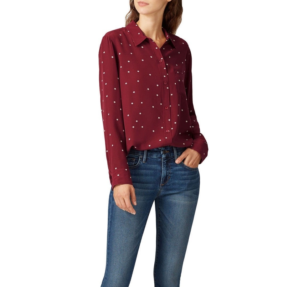 Rails Kate Burgundy Star Print Blouse - Picture 2 of 12